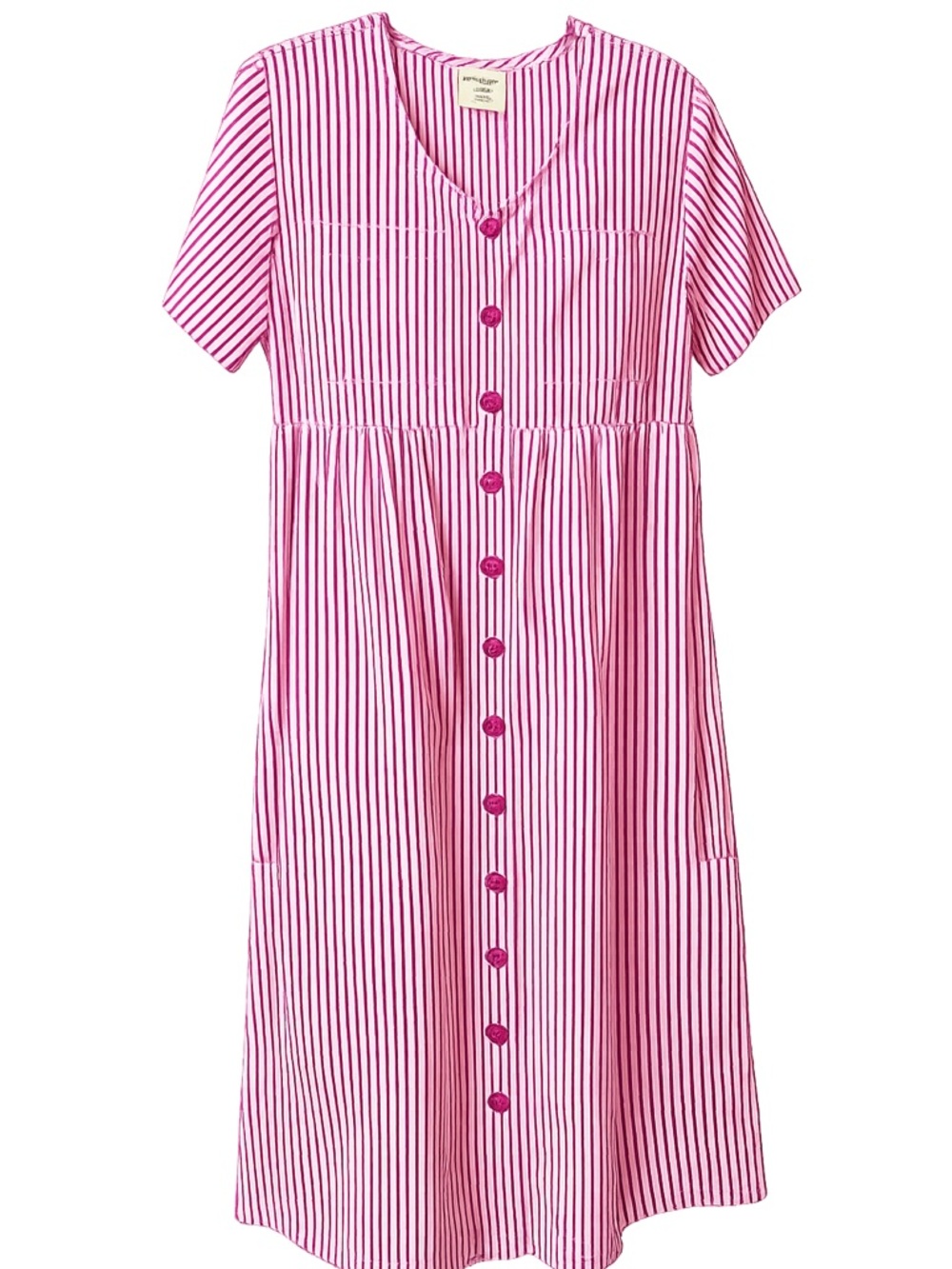 Bechamel Pink & White Striped Button-Front Dress